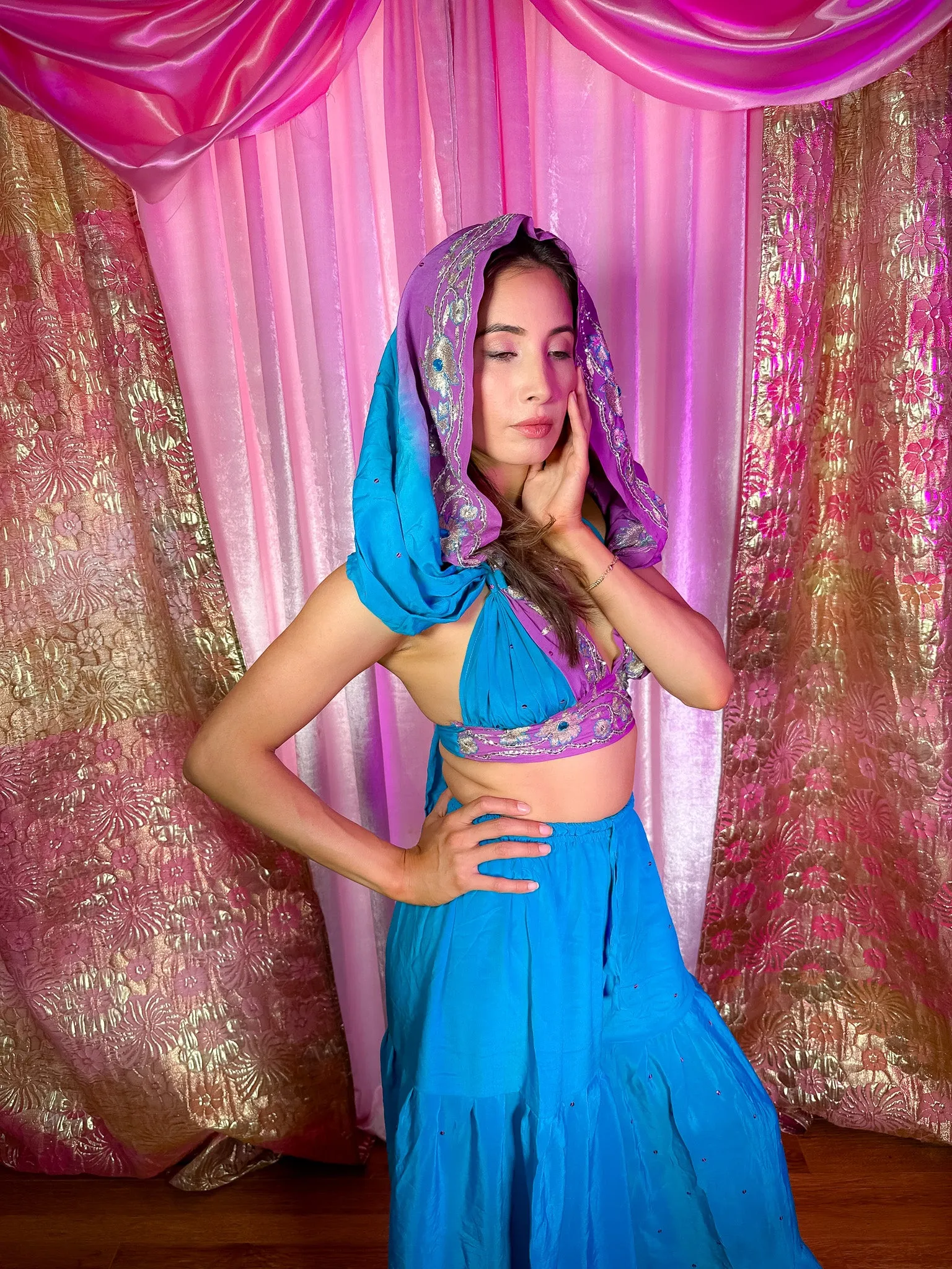 Purple Oceana Sharara Pants Set
