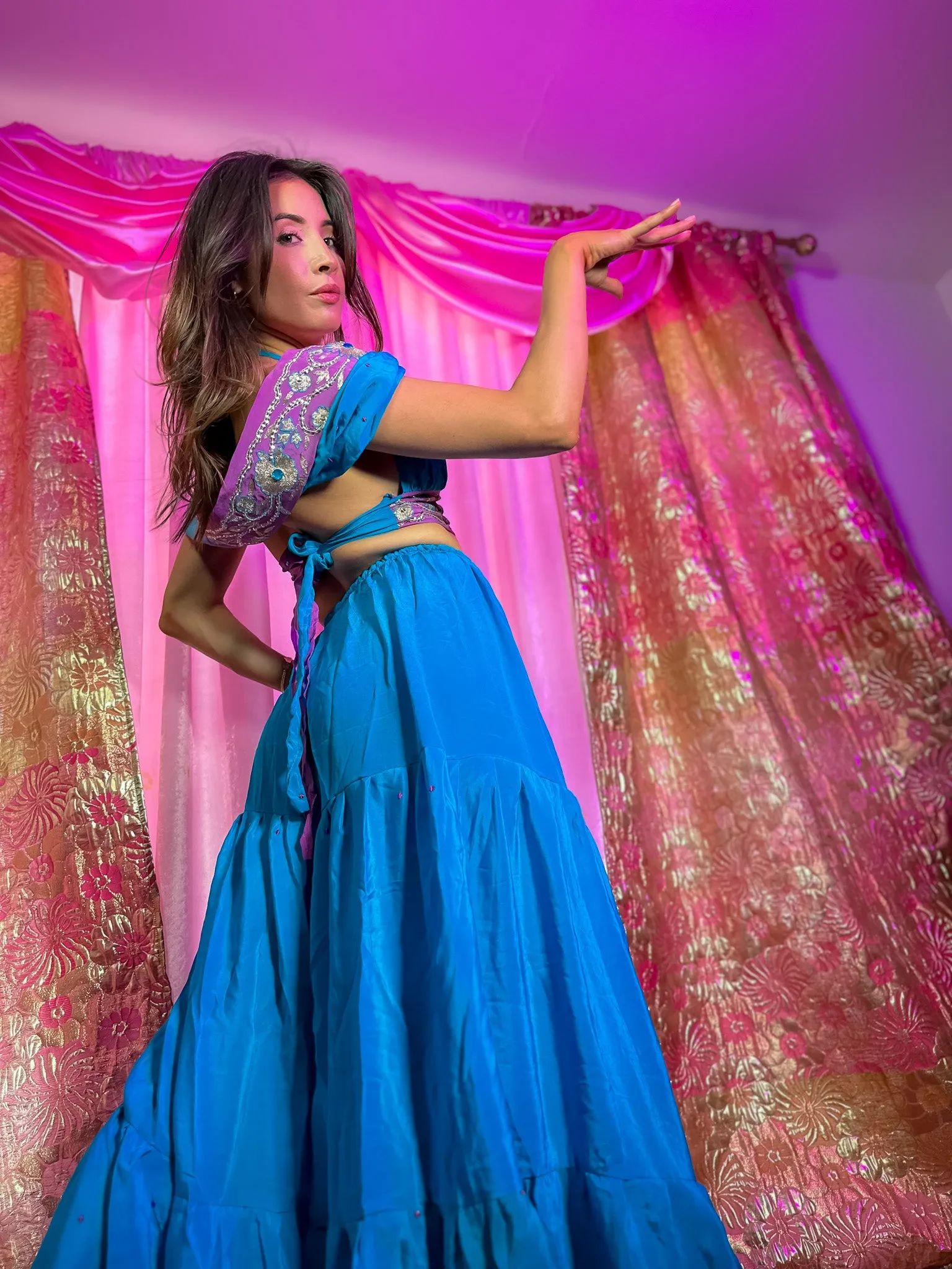 Purple Oceana Sharara Pants Set