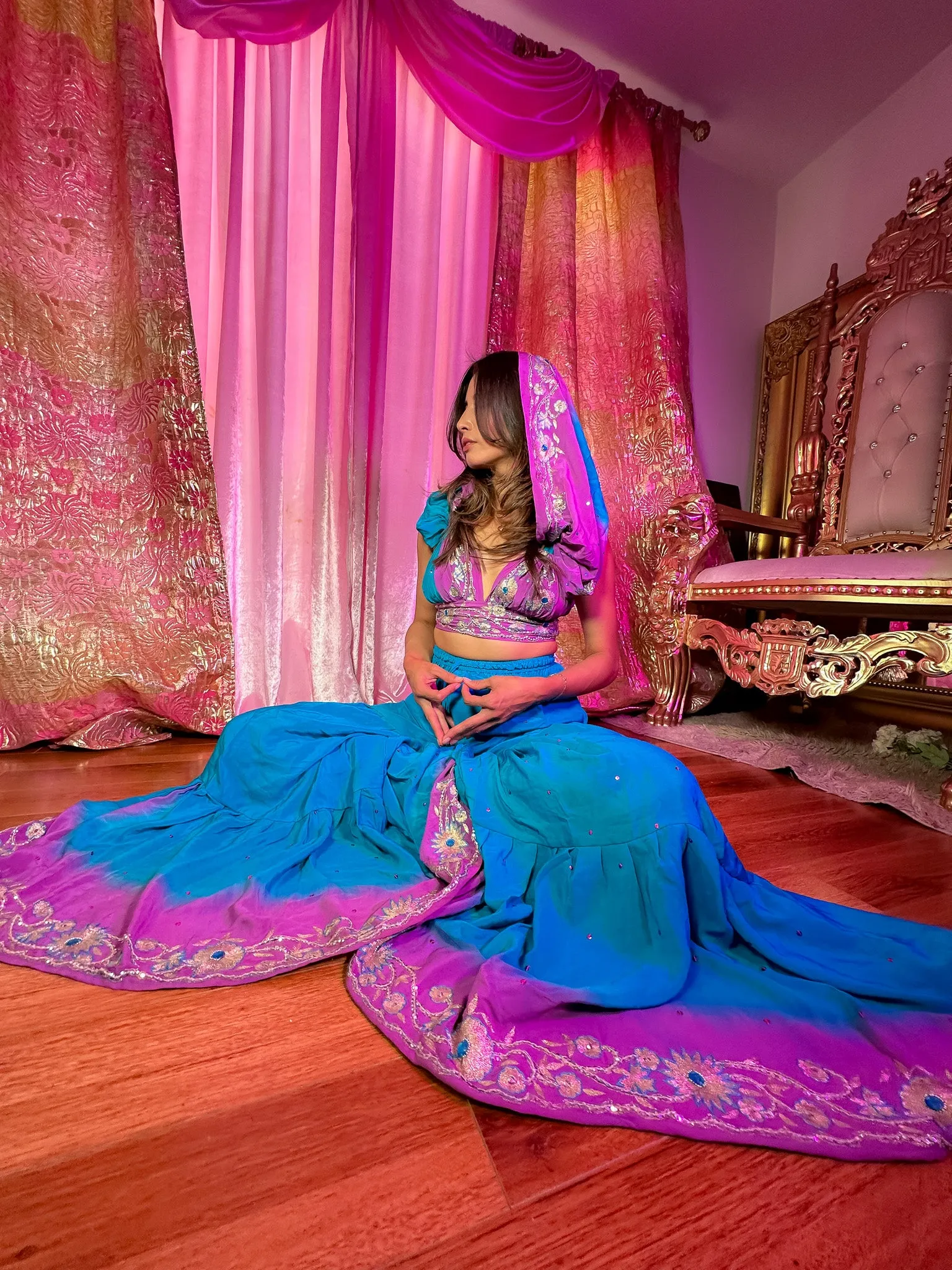 Purple Oceana Sharara Pants Set