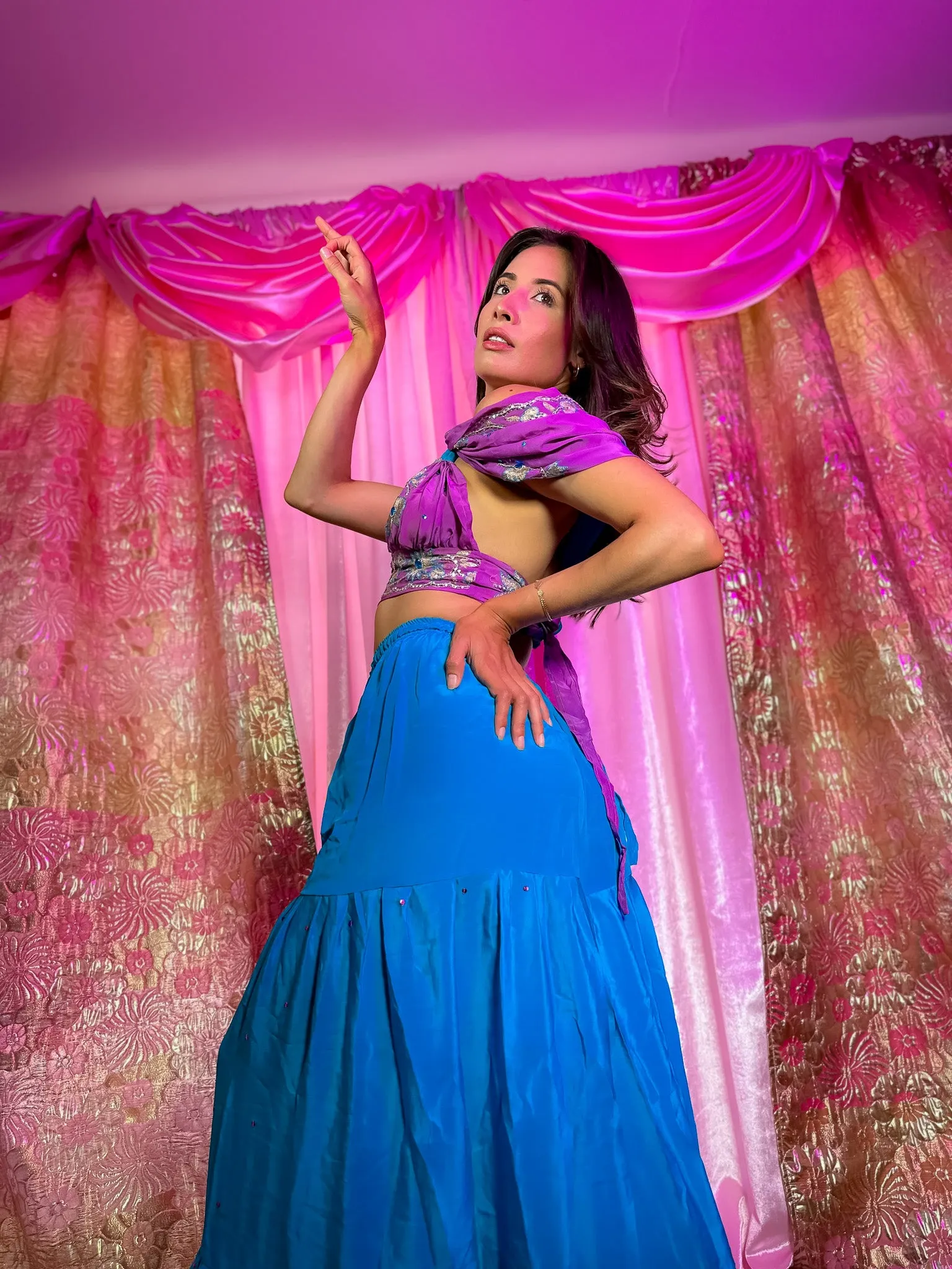 Purple Oceana Sharara Pants Set