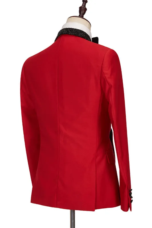 Red Shawl Lapel Fashion Slim Fit Men Suits for Men