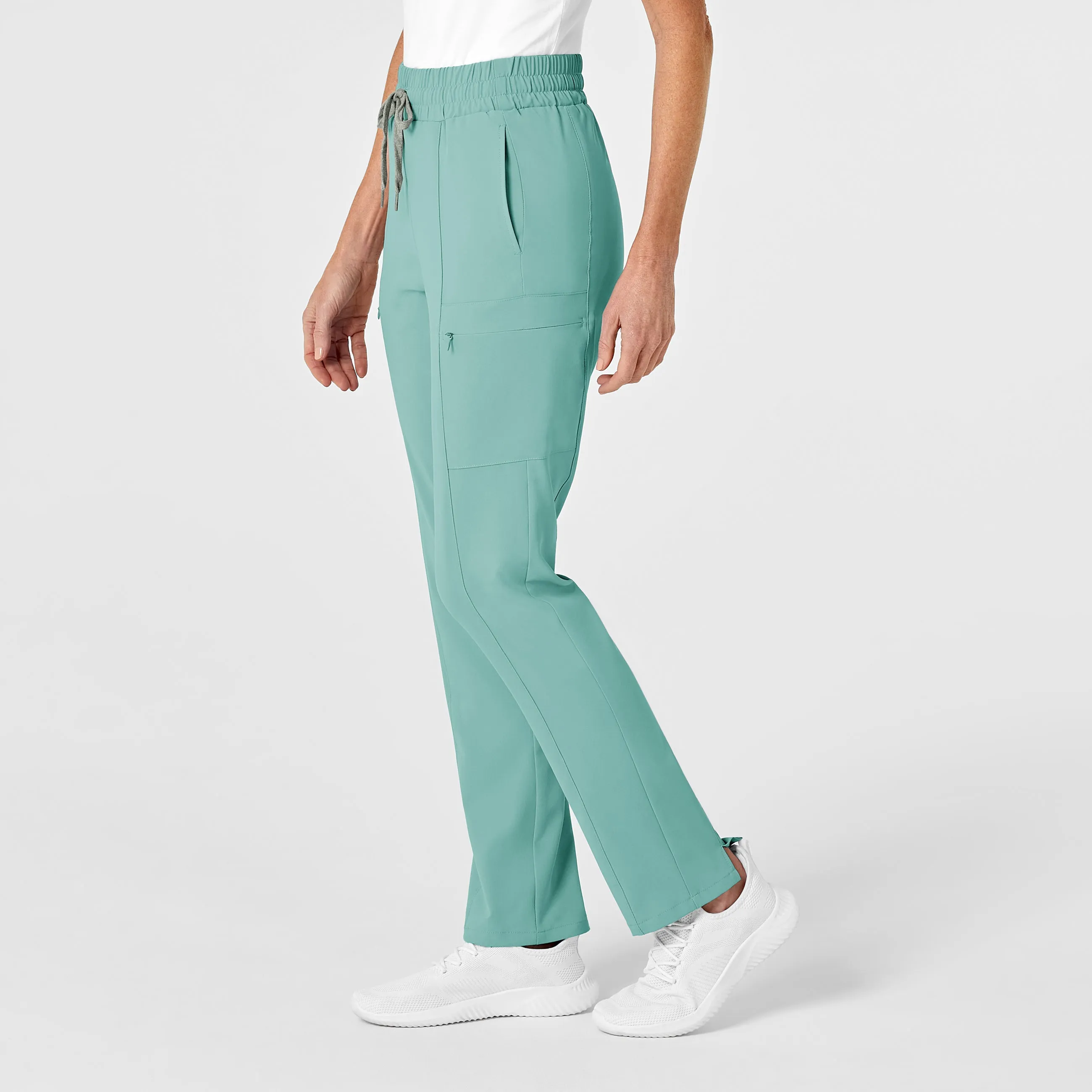 RENEW 5334 High Waist Slim Leg Scrub Pants Turquoise