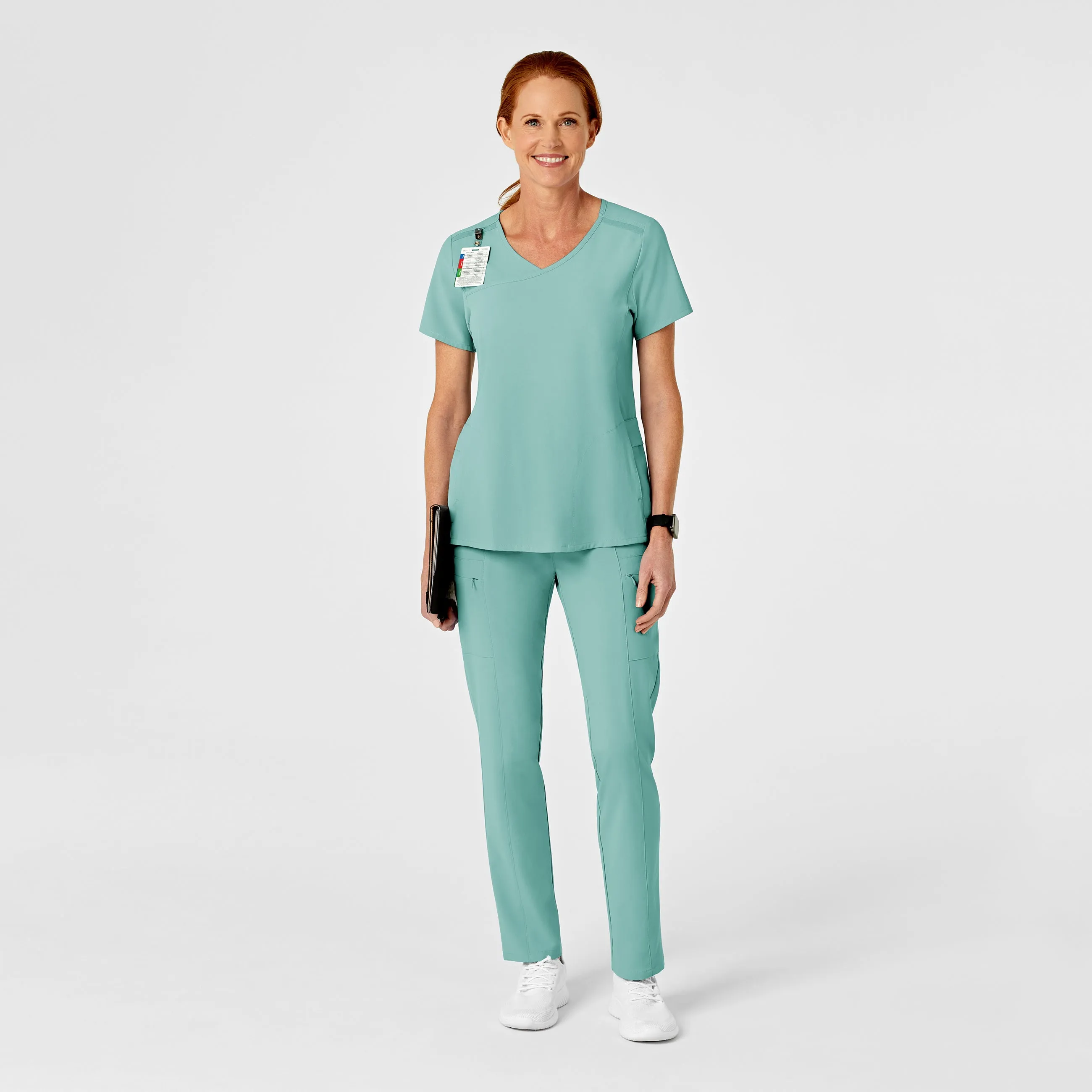 RENEW 5334 High Waist Slim Leg Scrub Pants Turquoise