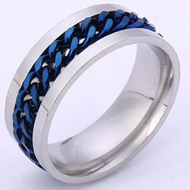 Ring Titanium Stainless Steel Gold Black Chain Rotable Rings For Women Accessories