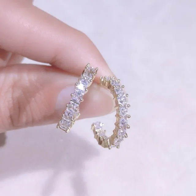 Round Green Emerald Inlay Hoop Earrings for Women Engagement Jewelry