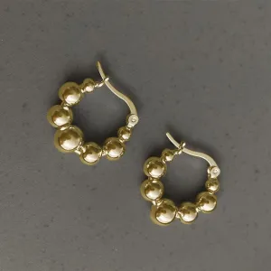 Silver Beads String Hoop Earrings for Women Birthday Party Jewelry