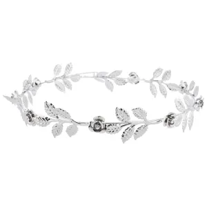 Silver tone and Rhinestone Leaf Leaves Metal Flower Crown