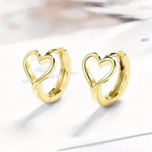 Simple Heart Hoop Earrings Gold Teen Girls Daily Wearable Jewelry for Women