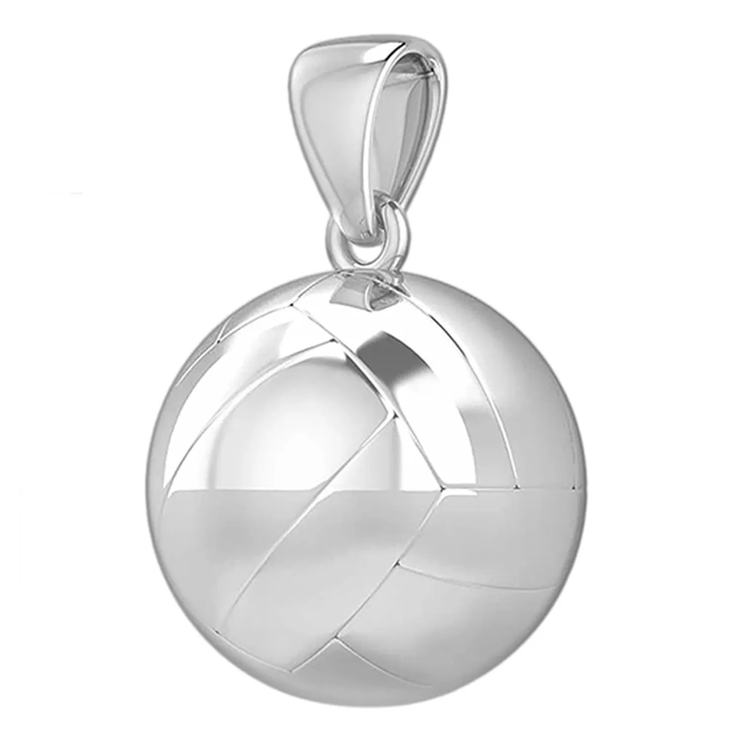Small 925 Sterling Silver 3D Volley Ball Pendant Necklace, 13mm
