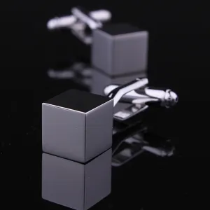 Sold Silver Mens Stainless Steel Cubes Cufflinks for Shirt with Box - Hand Crafted Perfect Gift