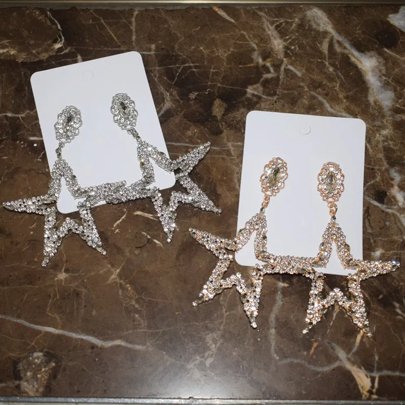Stunning Crystal Rhinestone Star Earrings