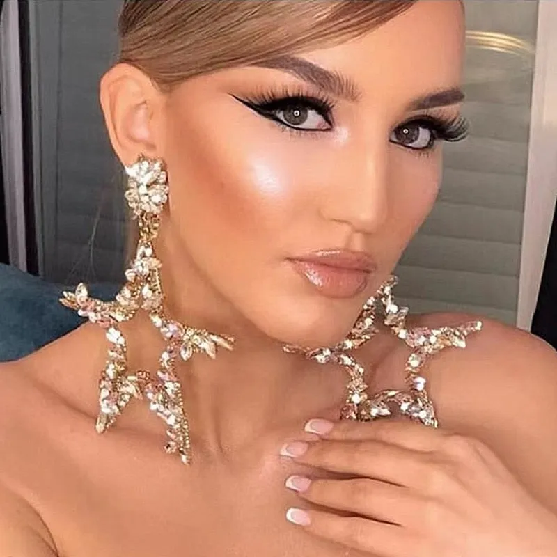 Stunning Crystal Rhinestone Star Earrings