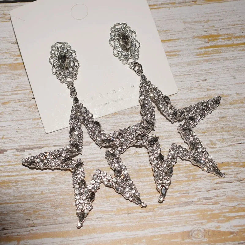 Stunning Crystal Rhinestone Star Earrings