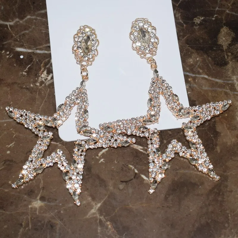 Stunning Crystal Rhinestone Star Earrings