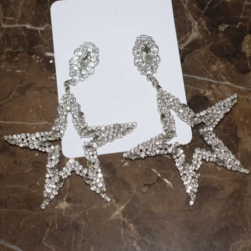 Stunning Crystal Rhinestone Star Earrings