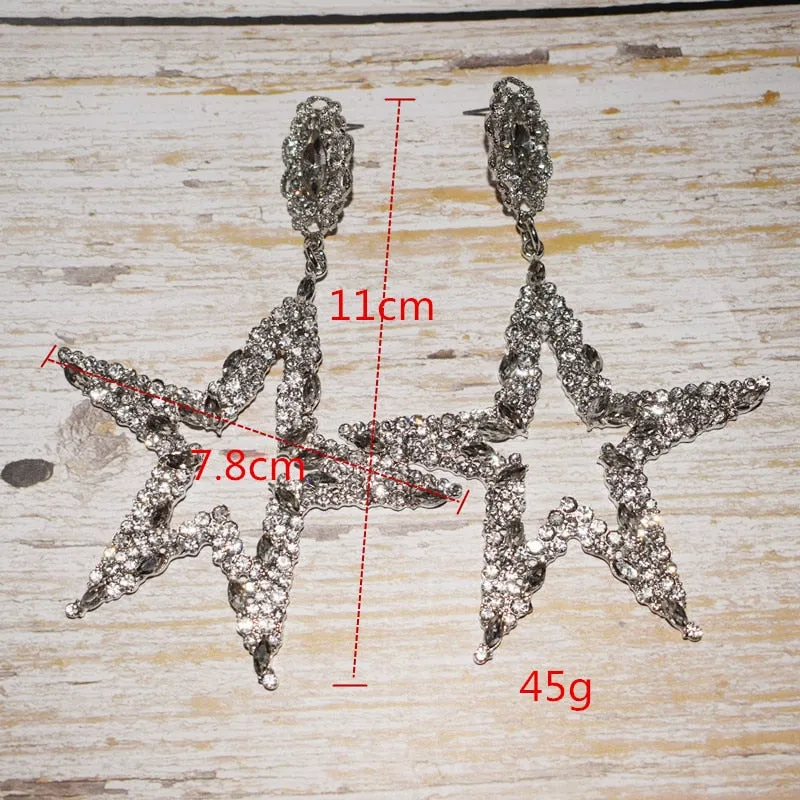 Stunning Crystal Rhinestone Star Earrings