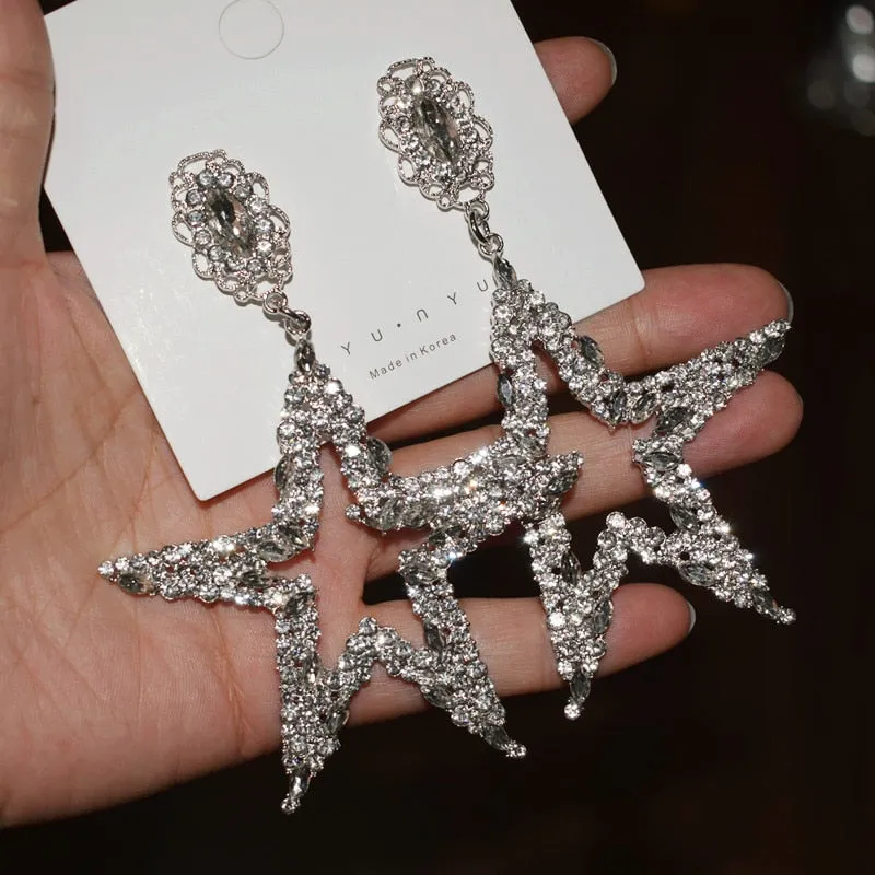 Stunning Crystal Rhinestone Star Earrings