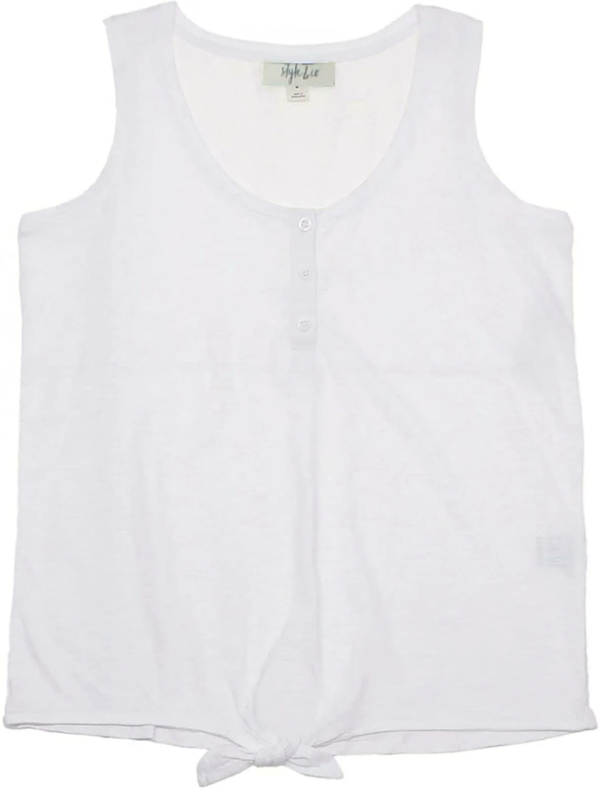 Style & Co. Women's Henley Tie Front Tank Top. 100093393MS White XS