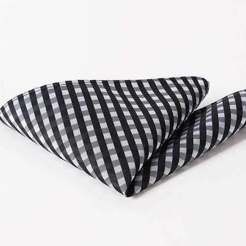 Stylish Checkered Pattern Wedding or Party Business Suit Pocket Square For Men - Black