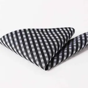 Stylish Checkered Pattern Wedding or Party Business Suit Pocket Square For Men - Black