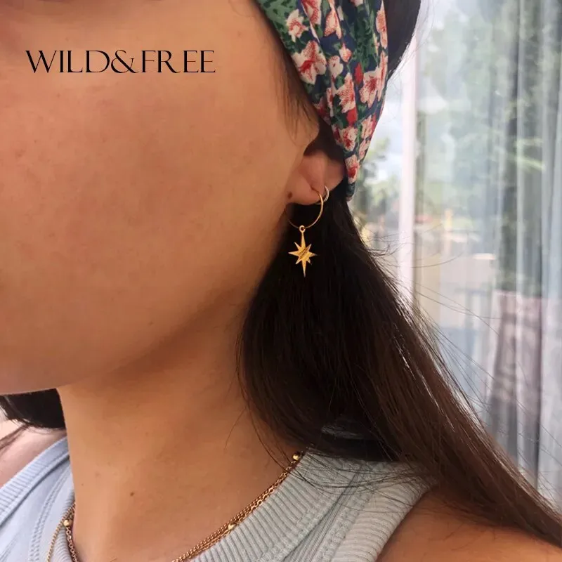 Stylish Stainless Steel Geometric Hoop Earrings with Bohemian Flair