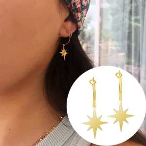 Stylish Stainless Steel Geometric Hoop Earrings with Bohemian Flair