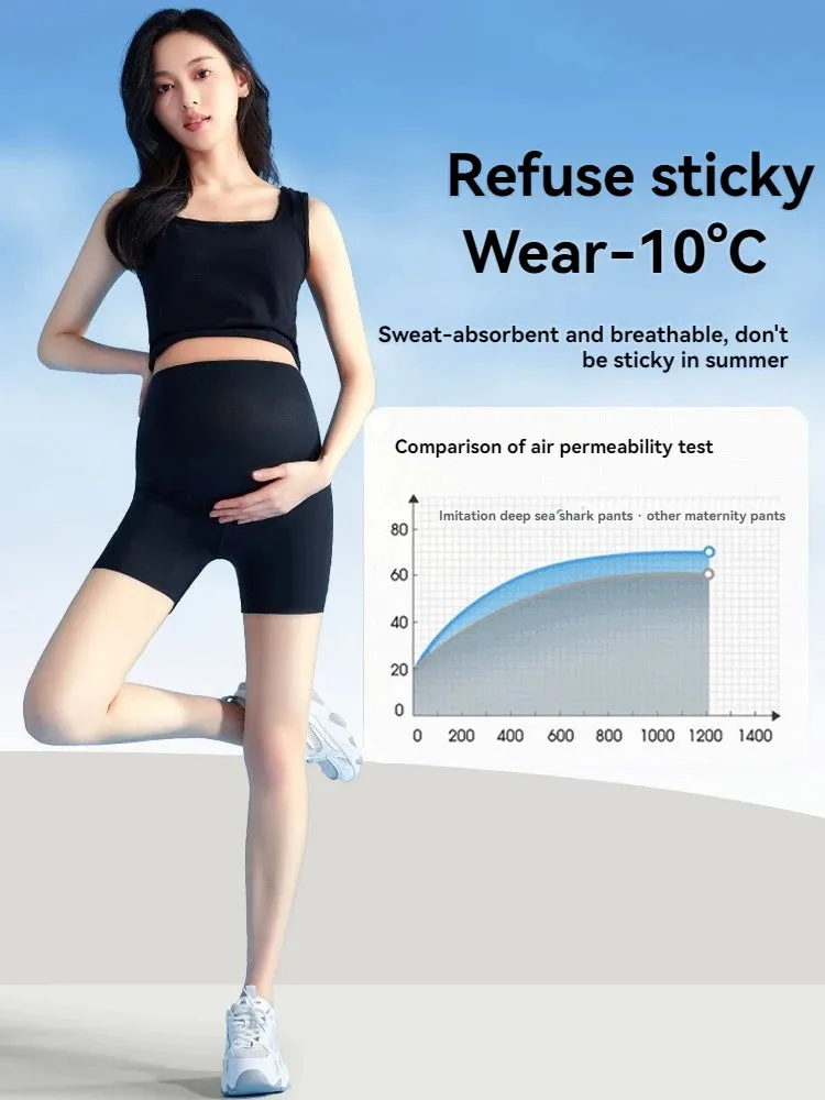 Summer Maternity Safe Seamless Yoga Pants - Anti-exposure Three-quarter Shark Pants for Women