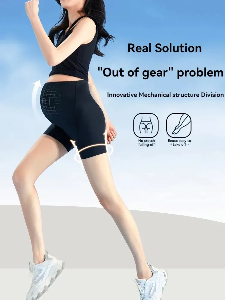 Summer Maternity Safe Seamless Yoga Pants - Anti-exposure Three-quarter Shark Pants for Women
