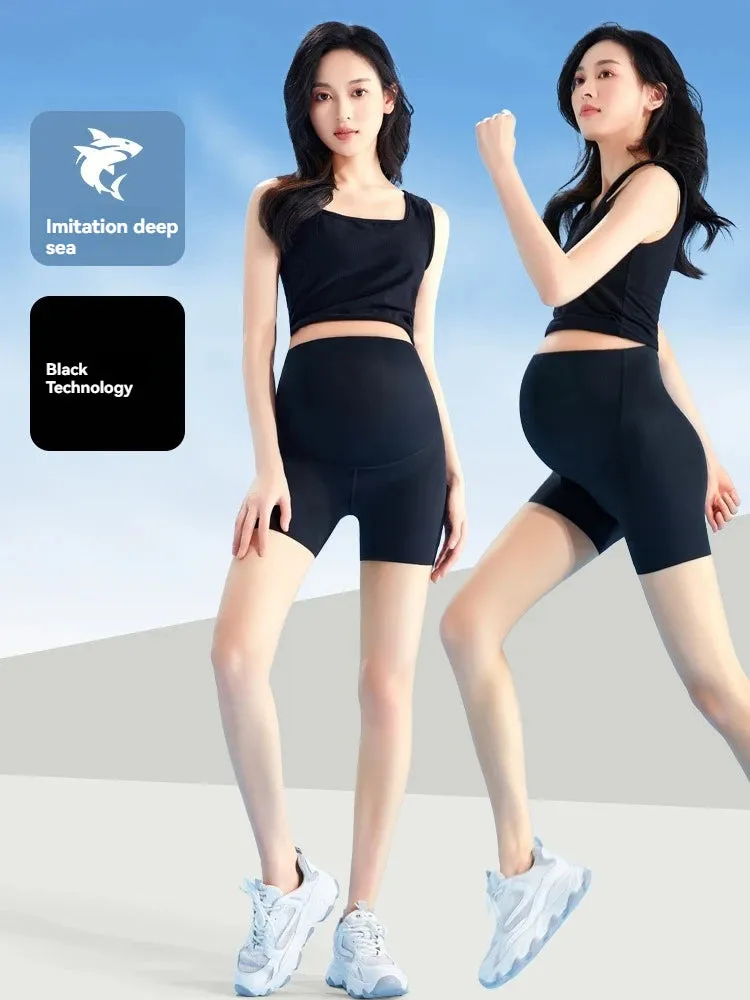 Summer Maternity Safe Seamless Yoga Pants - Anti-exposure Three-quarter Shark Pants for Women