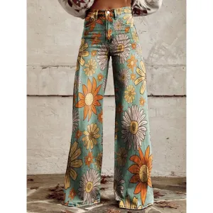 TANIA(TM) | Chic Vintage Floral Wide Leg Pants