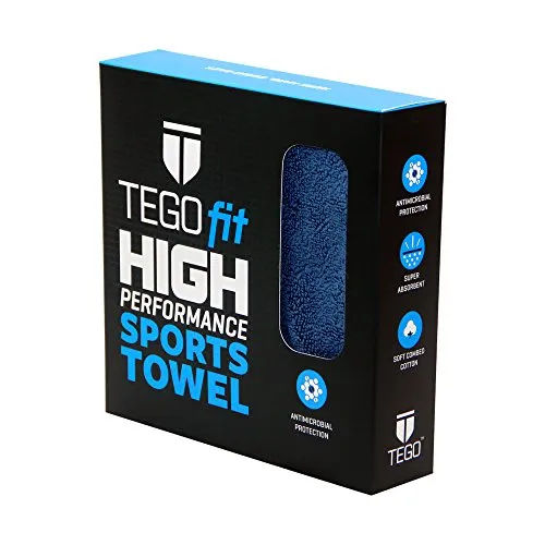 TEGO Anti-Microbial Sports Towel (Green and Red, 16x30 Inch)
