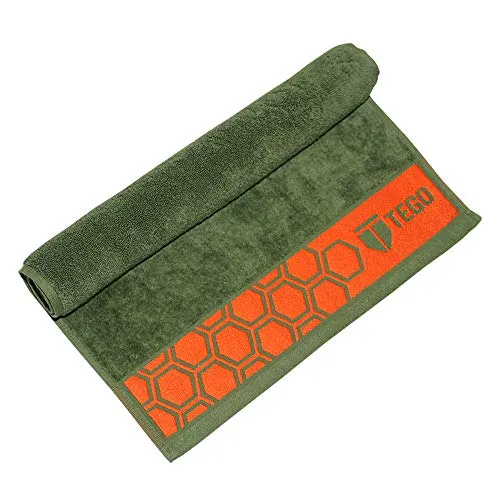TEGO Anti-Microbial Sports Towel (Green and Red, 16x30 Inch)