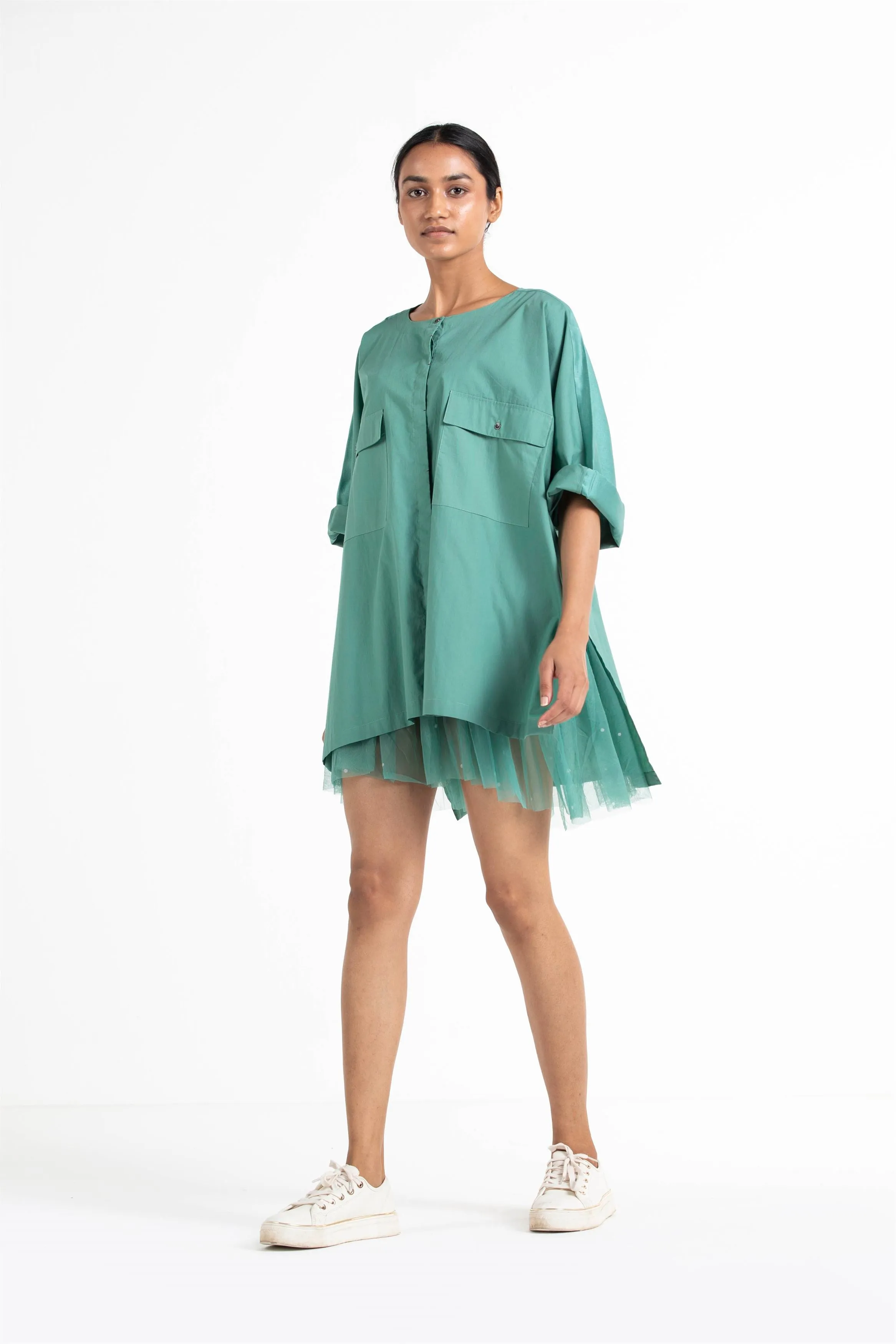 THREE   -   Flap Pocket Dolman Sleeve Shirt
