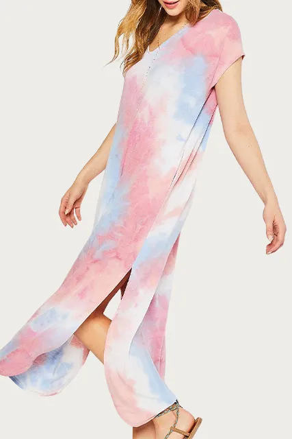 TIE-DYED STRETCH-TERRY MAXI DRESS