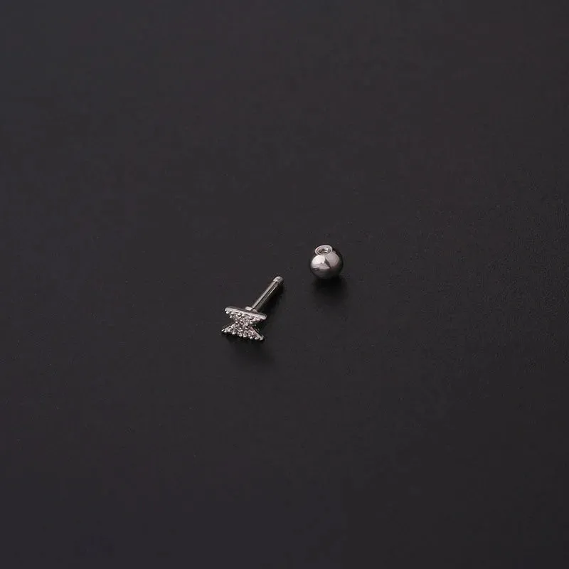 Titanium Steel Zircon Opal Cartilage Stud Earrings - 16g Helix Piercing Jewelry