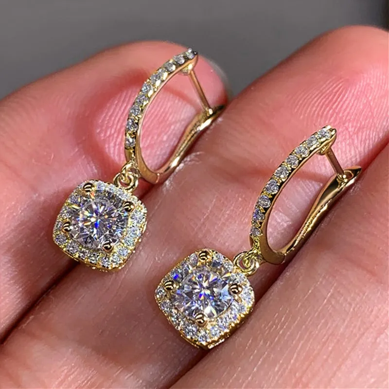 Trendy Square Brilliant  Drop Earrings