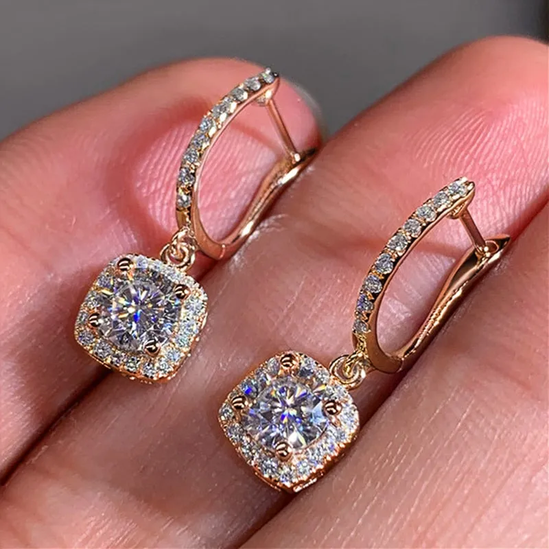 Trendy Square Brilliant  Drop Earrings