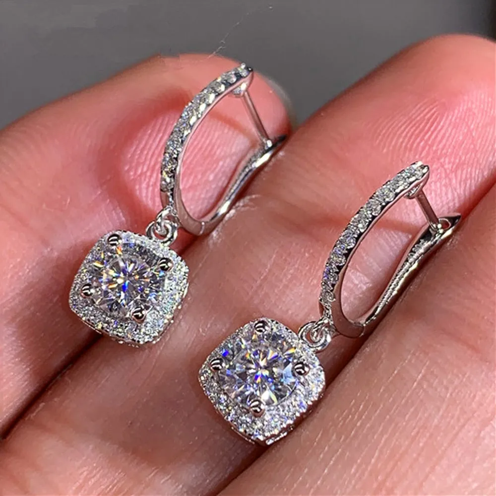 Trendy Square Brilliant  Drop Earrings