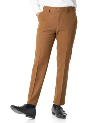 Trousers With Belt Loop - Cinnamon Textured Plain (Slim Straight)