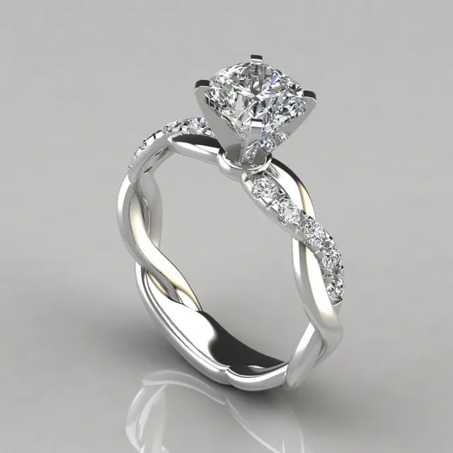 Two Tone White Zircon Ring Gold for Women Anniverssary Party Jewelry