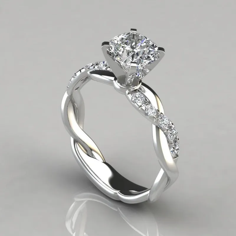 Two Tone White Zircon Ring Gold for Women Anniverssary Party Jewelry