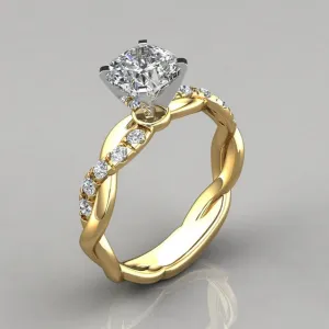 Two Tone White Zircon Ring Gold for Women Anniverssary Party Jewelry
