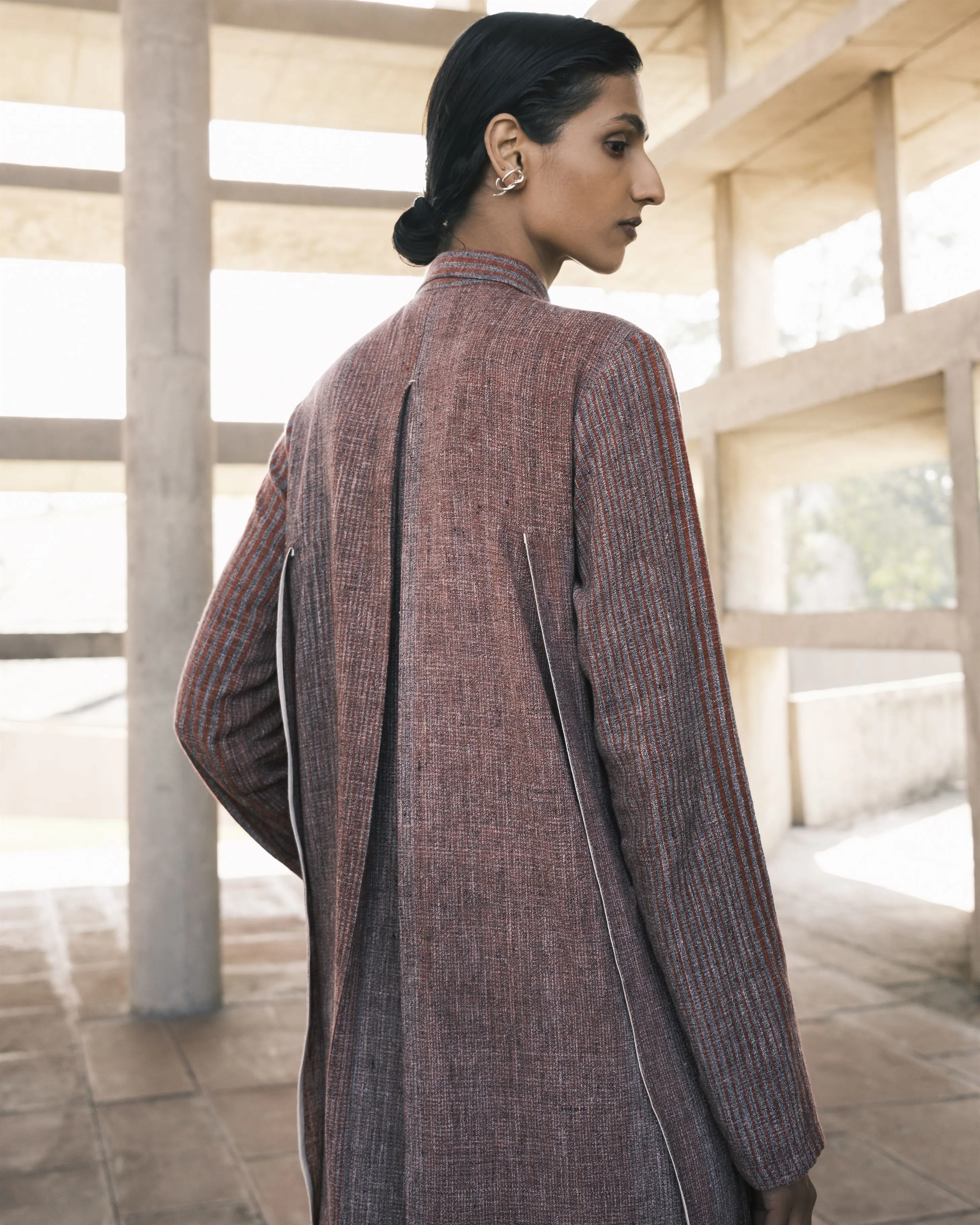 Urvashi Kaur   I   Kyoto DRESS EDA 100% handloom cotton  brick TESSELLATE- 09
