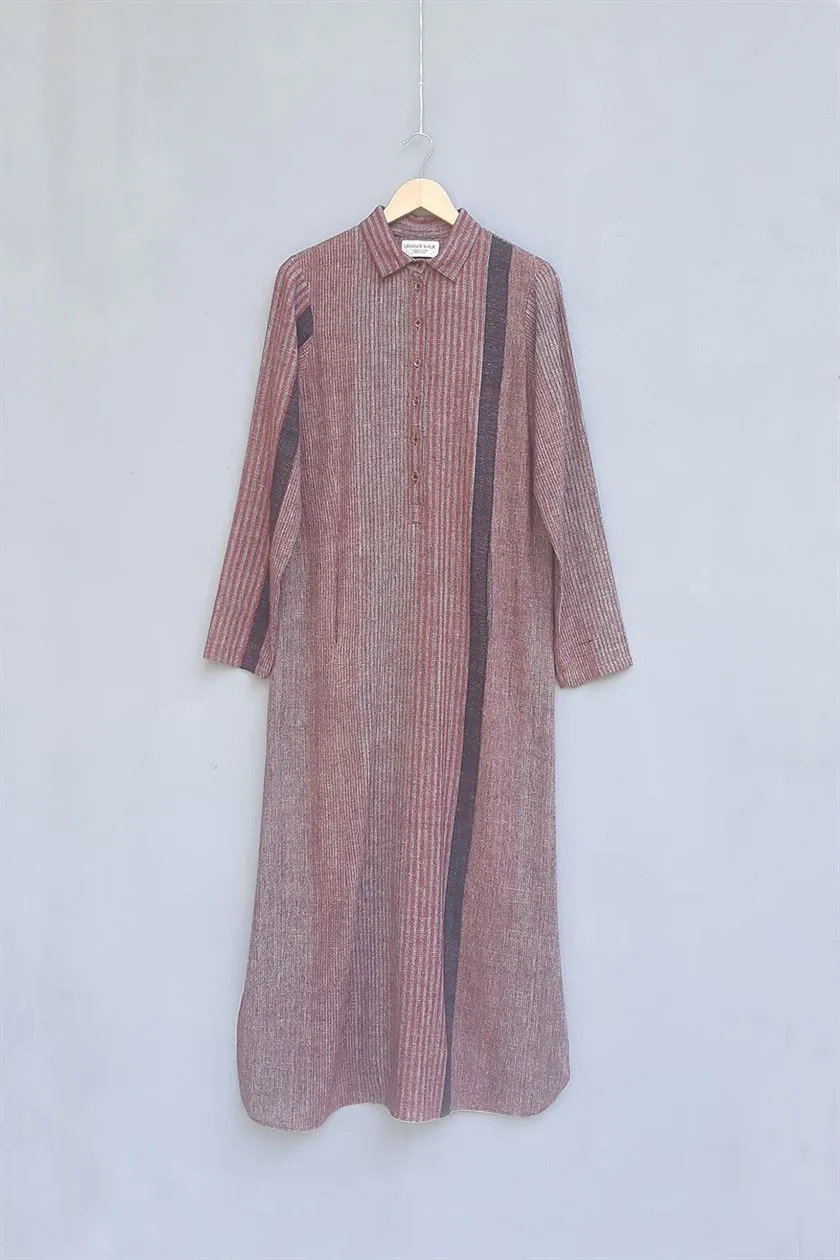 Urvashi Kaur   I   Kyoto DRESS EDA 100% handloom cotton  brick TESSELLATE- 09