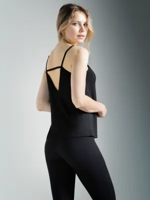 V BACK SINGLET, BLACK MODAL