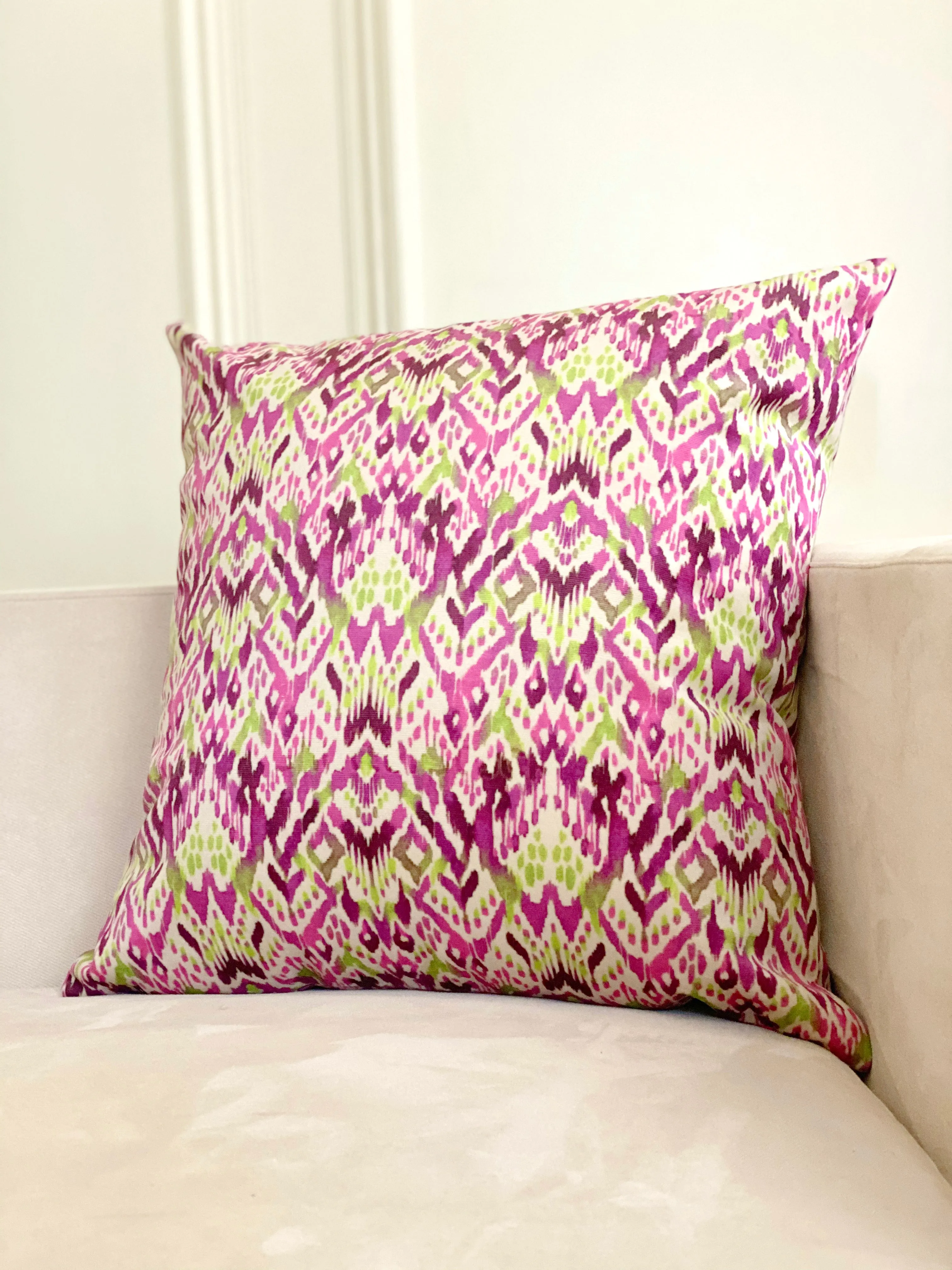 Velvet Amethyst & Lime Square Pillow Cover