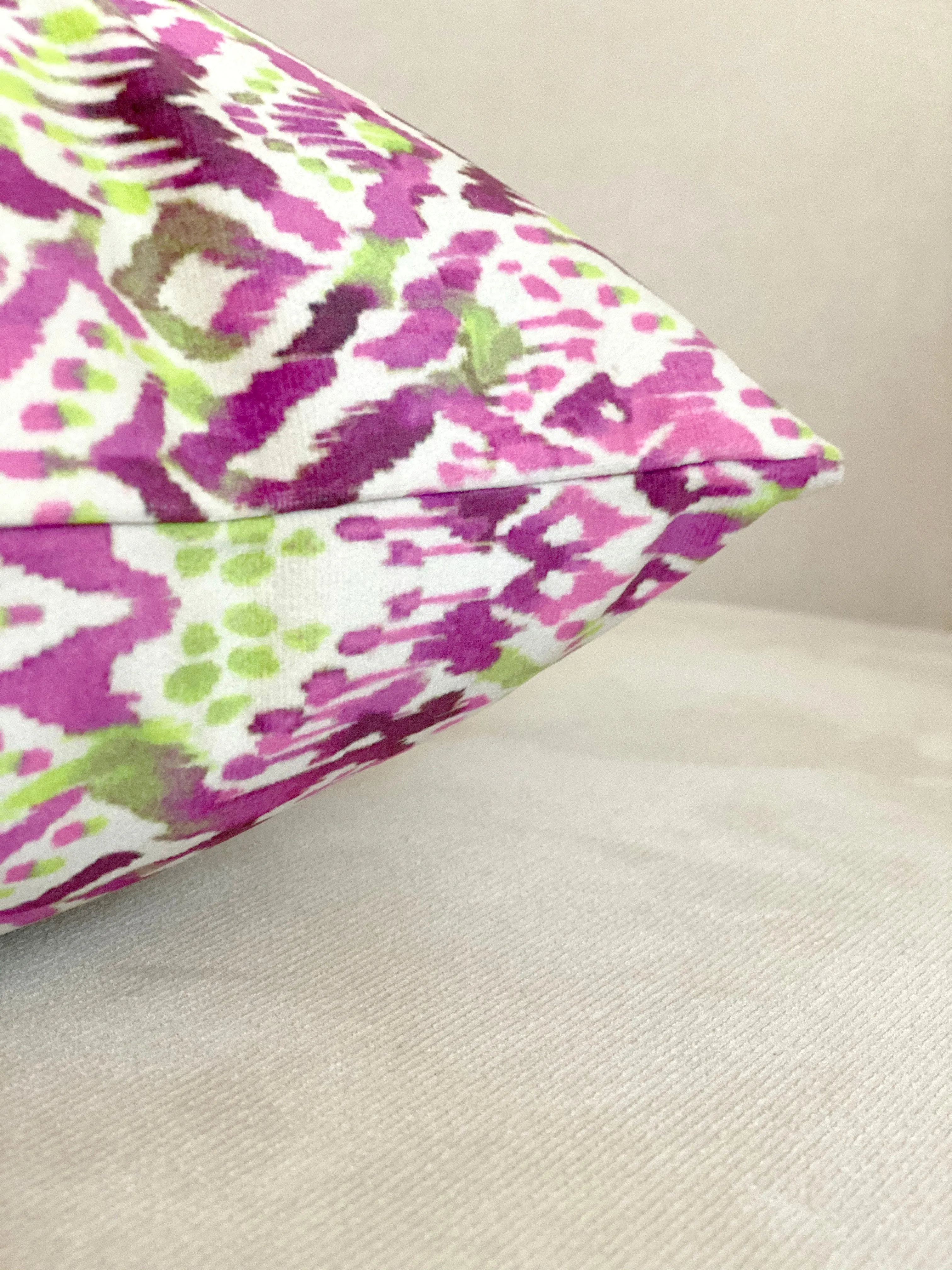 Velvet Amethyst & Lime Square Pillow Cover