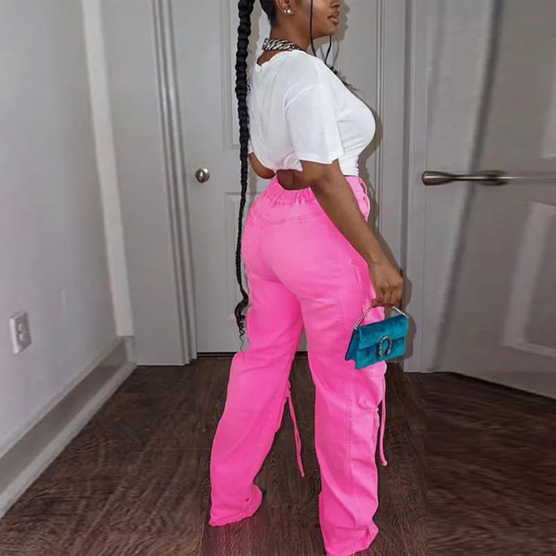 Vintage Pocket Design Cut Out Denim Pants
