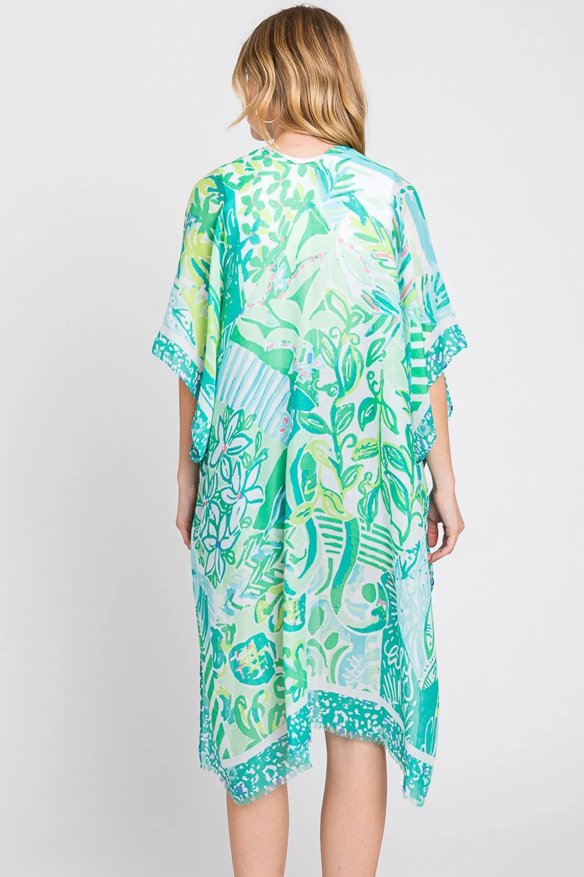 WATERCOLOR GEOMETRIC PRINT KIMONO