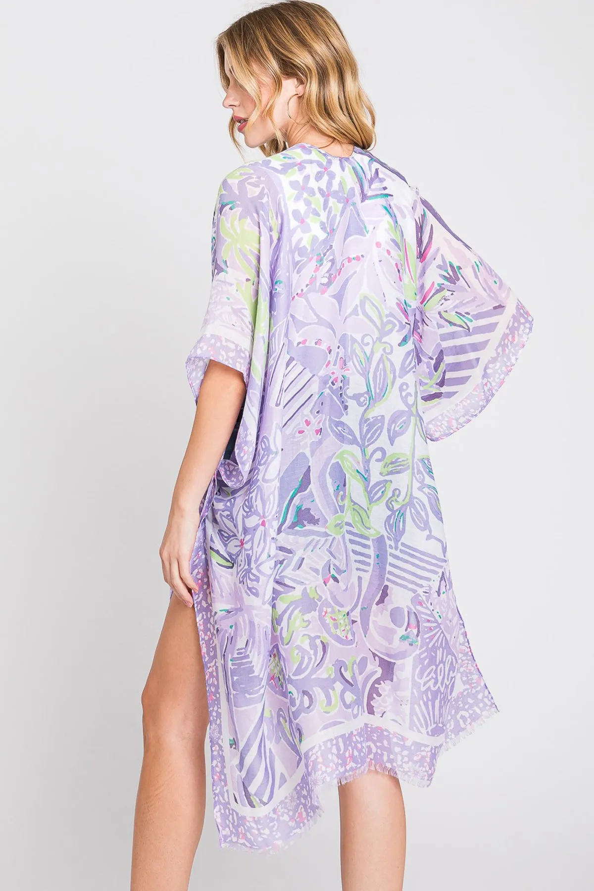 WATERCOLOR GEOMETRIC PRINT KIMONO